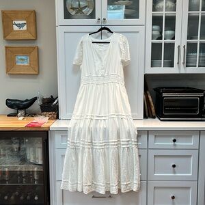 Anthropologie Somerset Maxi Dress size XL white linen/viscose fully lined